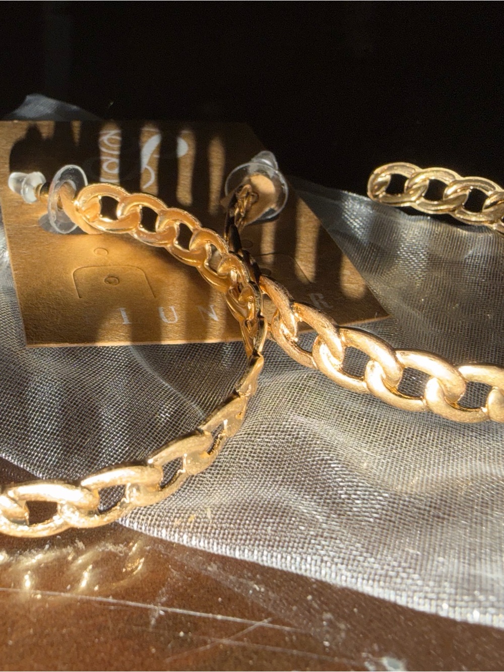 Plunder Gold Chain-Link Hoop Earrings - Picture 3 of 5